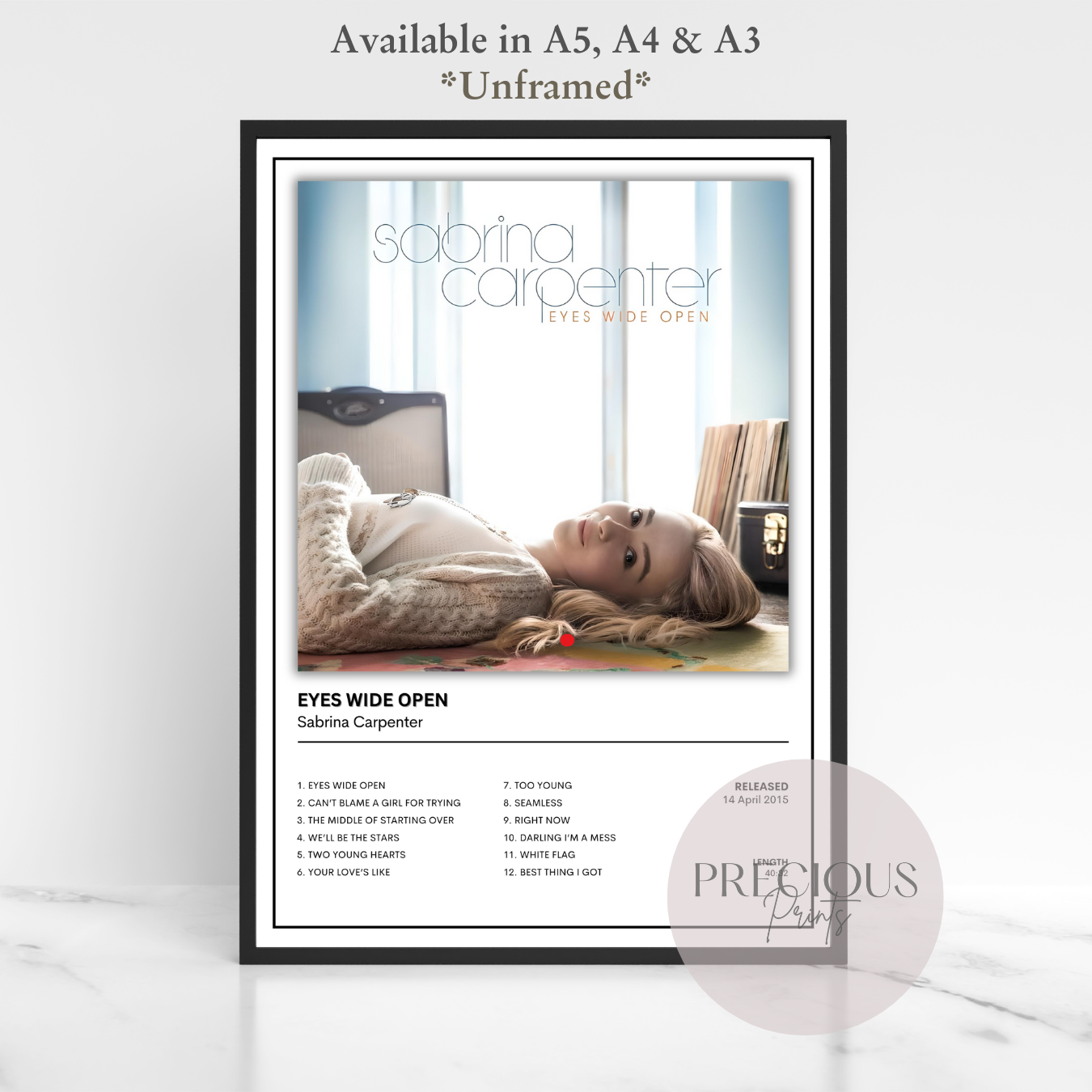 Sabrina Carpenter Eyes Wide Open Album Music Poster Print A5 A4 A3 Unframed