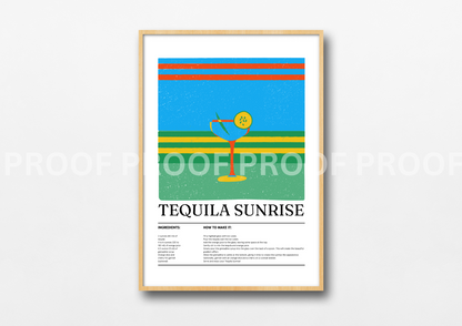 Colourful Cocktail Preppy Prints Poster / Vintage Retro Prints