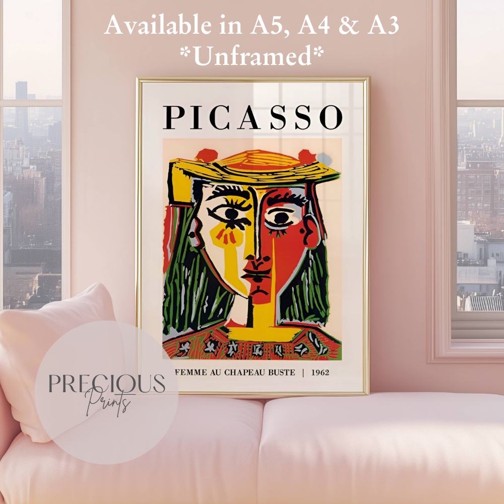 Picasso - Femme Au Chapeau Buste 1962 Exhibition Print Vintage Gallery Wall Art