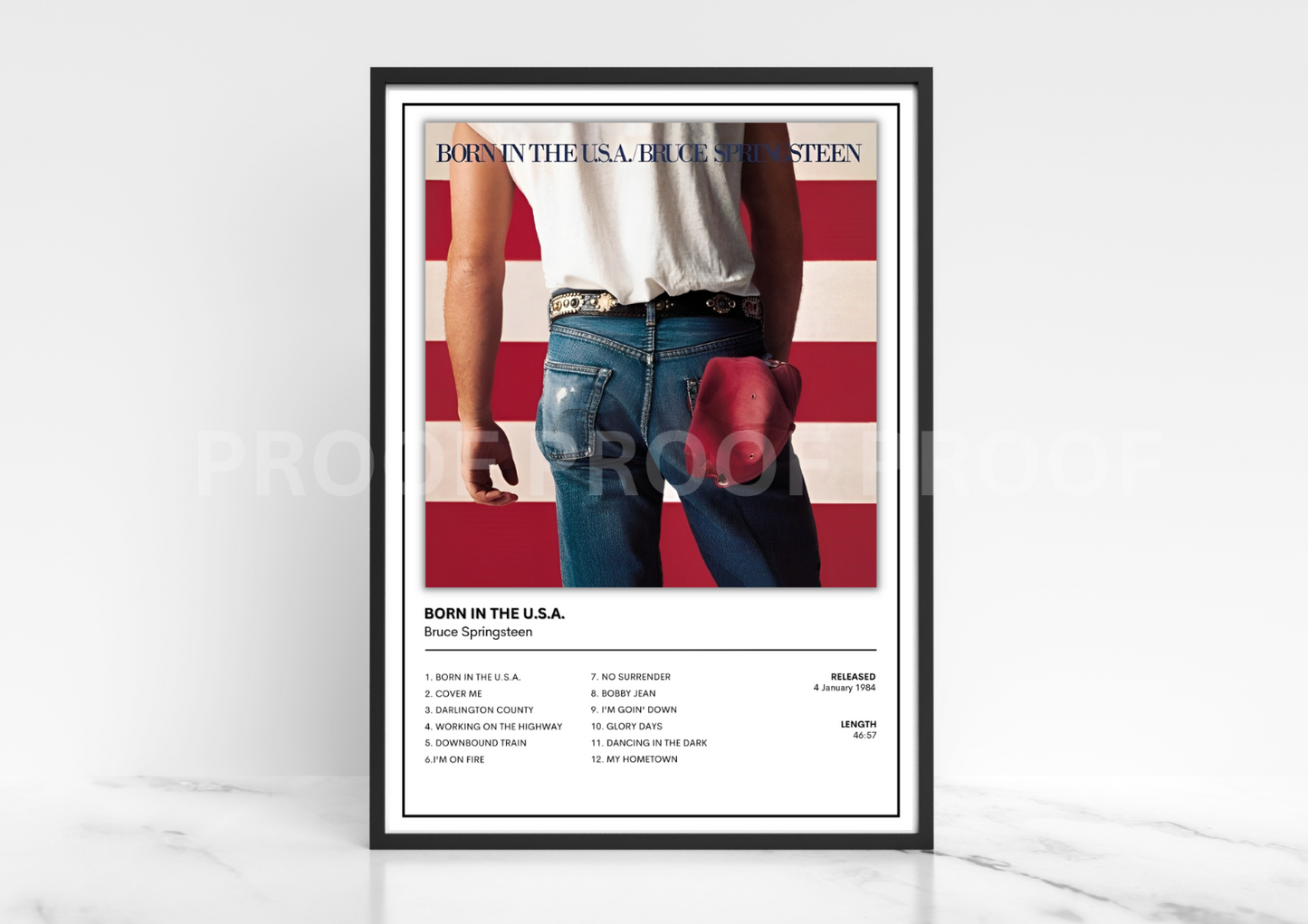 Bruce Springsteen Born in the USA Album Single Cover Poster / Music Gift