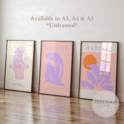 Set of 3 Pink Lilac Matisse Prints A5 A4 A3 Art Poster Exhibition Art Prints