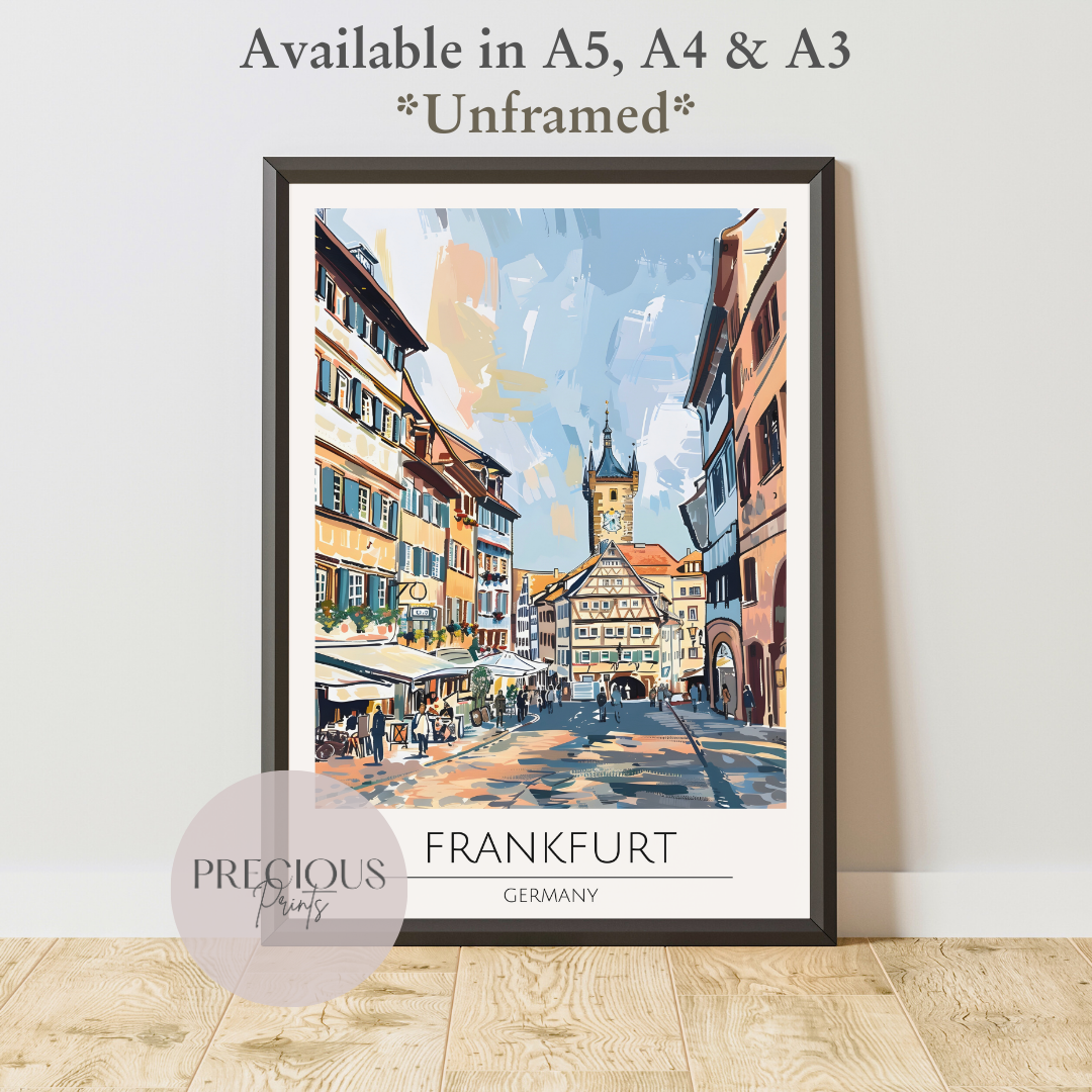 Germany, Frankfurt Travel Print Poster / Vintage Wall Art / A5 A4 A3