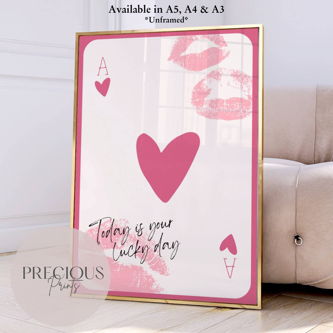 Preppy Ace of Hearts Print / Trendy Retro Wall Art / Lucky Wall Art Print Poster