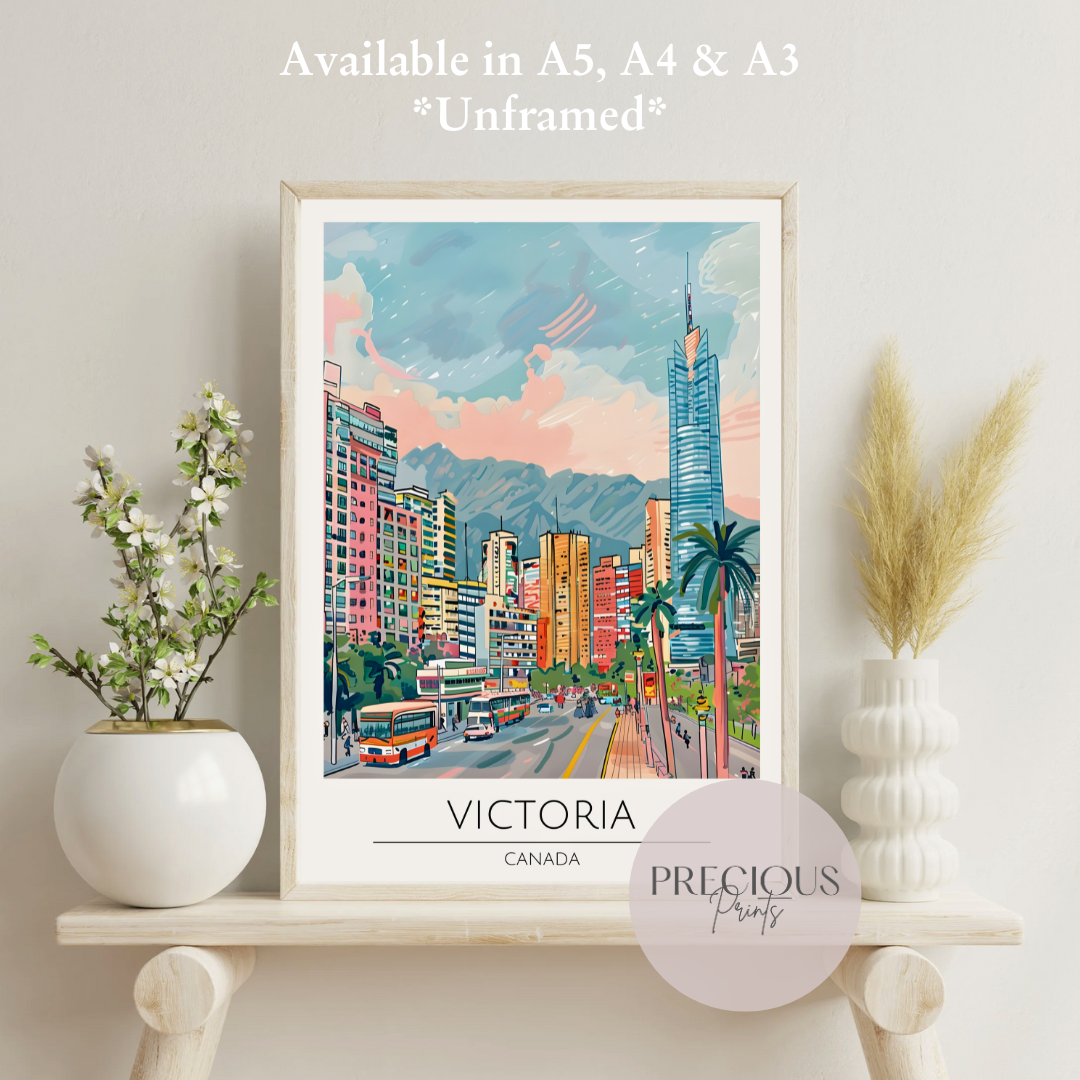 Canada, Victoria Travel Print Poster / Vintage Wall Art / A5 A4 A3 / Unframed