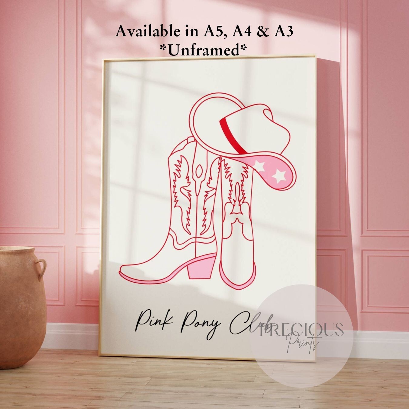 Pink Pony Club Preppy Poster / Trendy Wall Art / Pink Girly Art print / A5 A4 A3