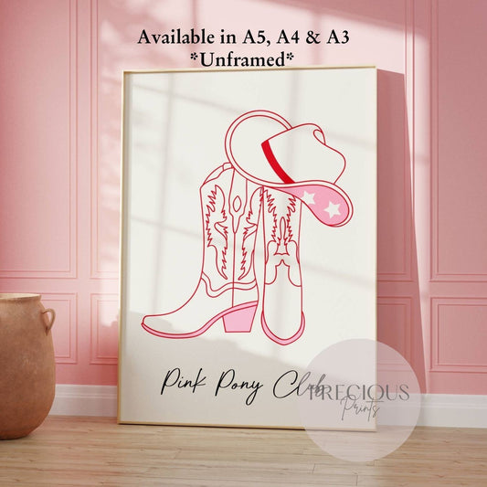 Pink Pony Club Preppy Poster / Trendy Wall Art / Pink Girly Art print / A5 A4 A3
