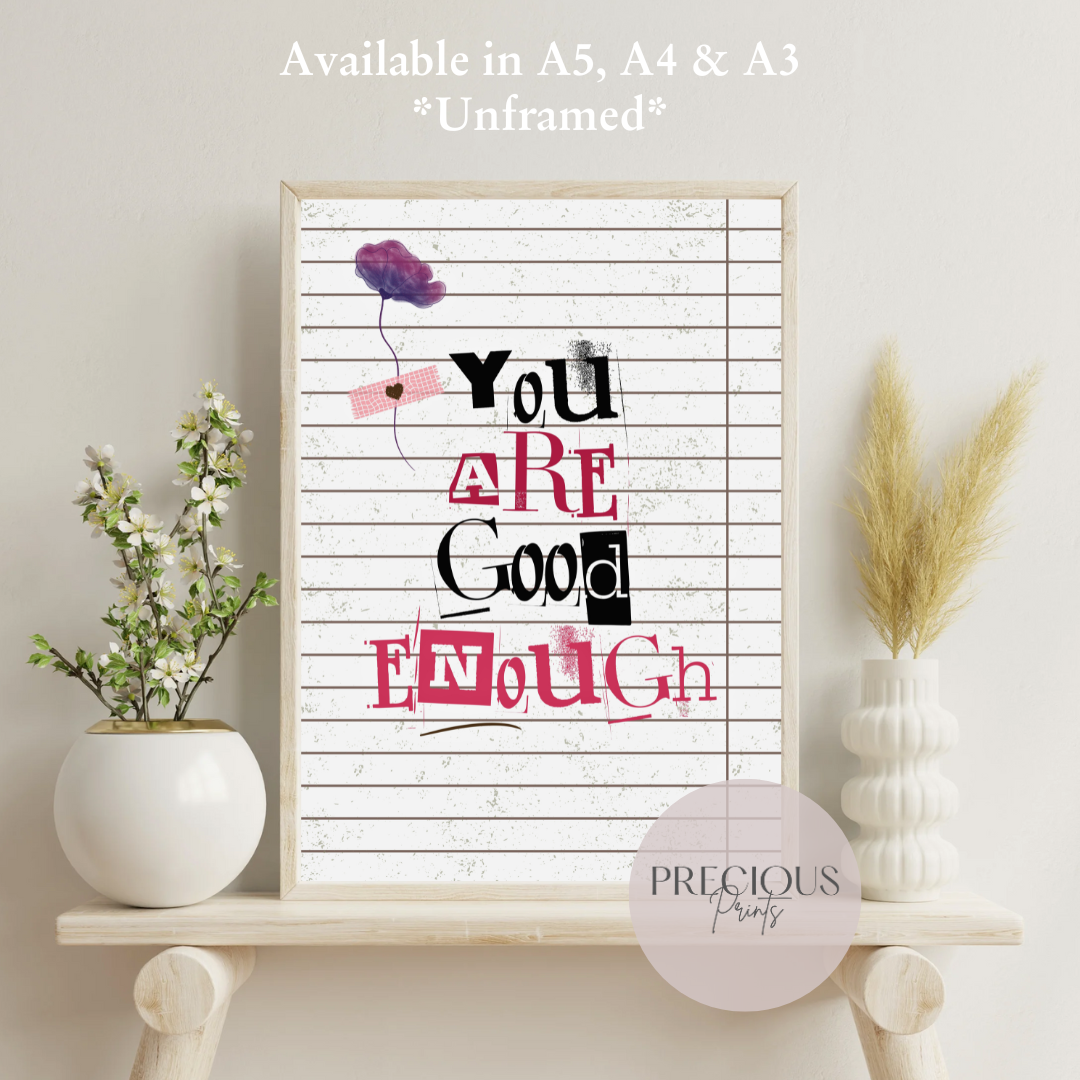 Positive preppy quote wall art print Trendy Retro Poster A5 A4 A3 Unframed