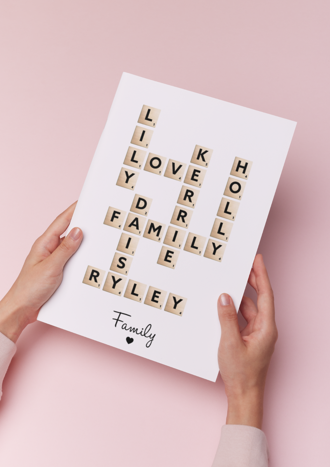 Personalised Scrabble Art Family Print Grandchildren Print Mothers Day A4 A3 A5