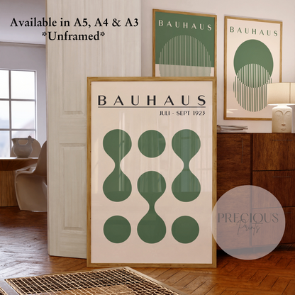 Set of 3 Bauhaus Prints A5 A4 A3 Art Exhibition Sage Green Poster