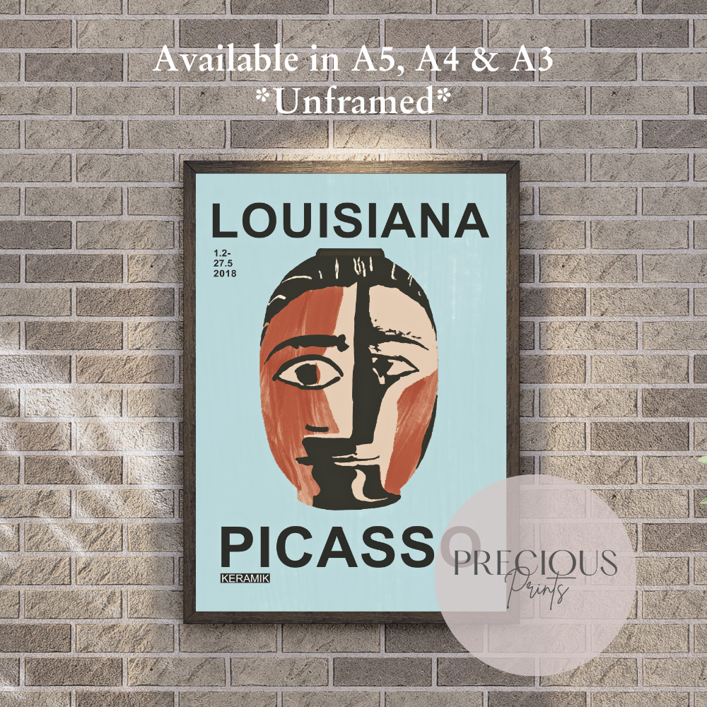 Picasso Ceramic Exhibition Poster | Minimalist Tribal Mask Artwork | Louisiana