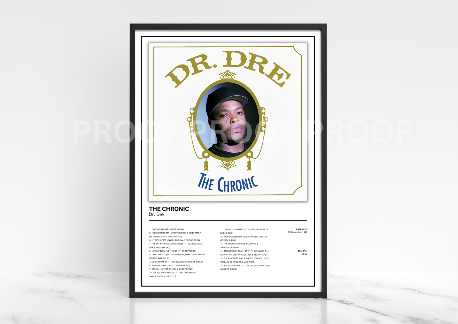 Dr. Dre The Chronic Single Album Cover Poster / Music Poster / Music Gift