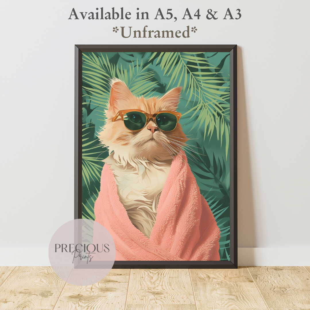 Cute Cat Preppy Print / Pop Art / Trendy Wall Art / Eclectic Print / Cat Poster