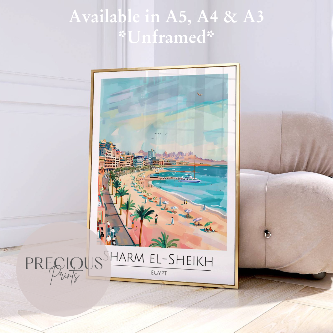 Egypt, Sharm El Sheikh Travel Print Poster / Vintage Wall Art / A5 A4 A3