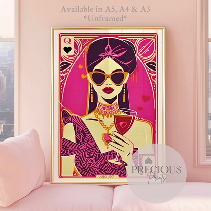 Queen of Hearts Preppy Print / Feminine Aesthetic Art / Trendy Wall Art