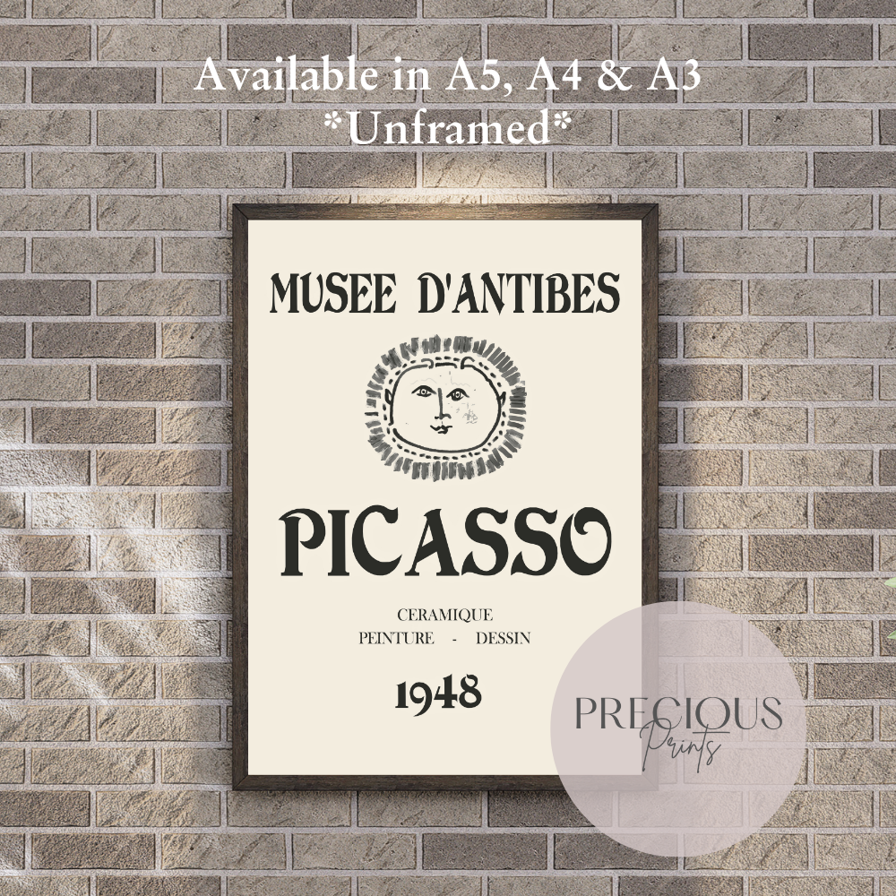 Picasso Musee D'Antibes Print / Picasso Exhibition Poster / Dessin 1948