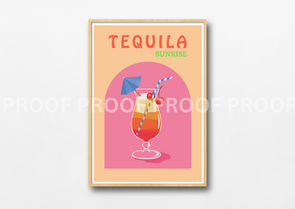 Colourful Cocktail Posters / Preppy Wall Art / A5 A4 A3 Unframed