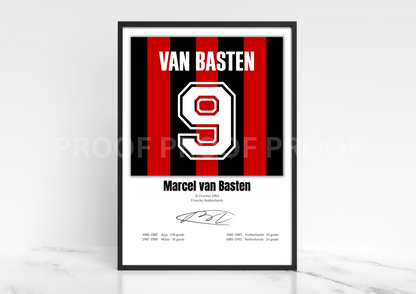 Marcel van Basten Football Stats Print / Football Poster Football Gift