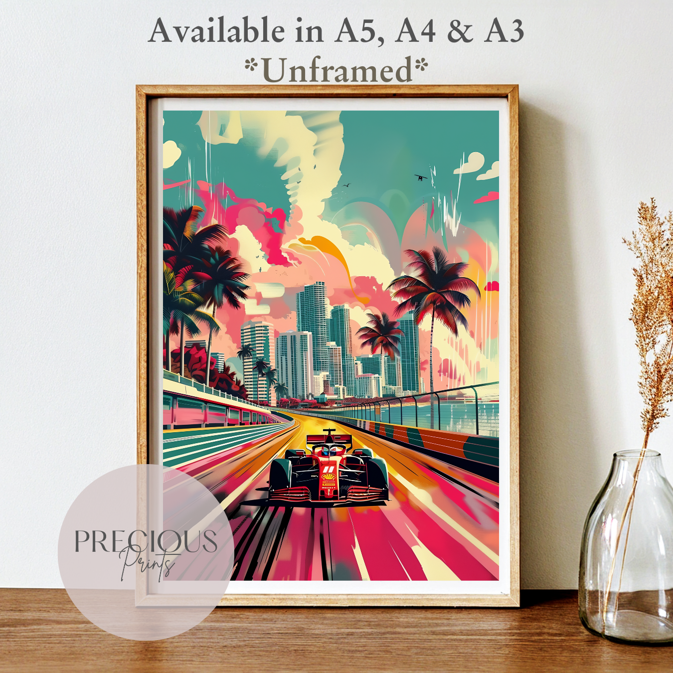 Formula 1 Miami Race Car Wall Art Print Poster / A5 A4 A3 Unframed Classic Cars