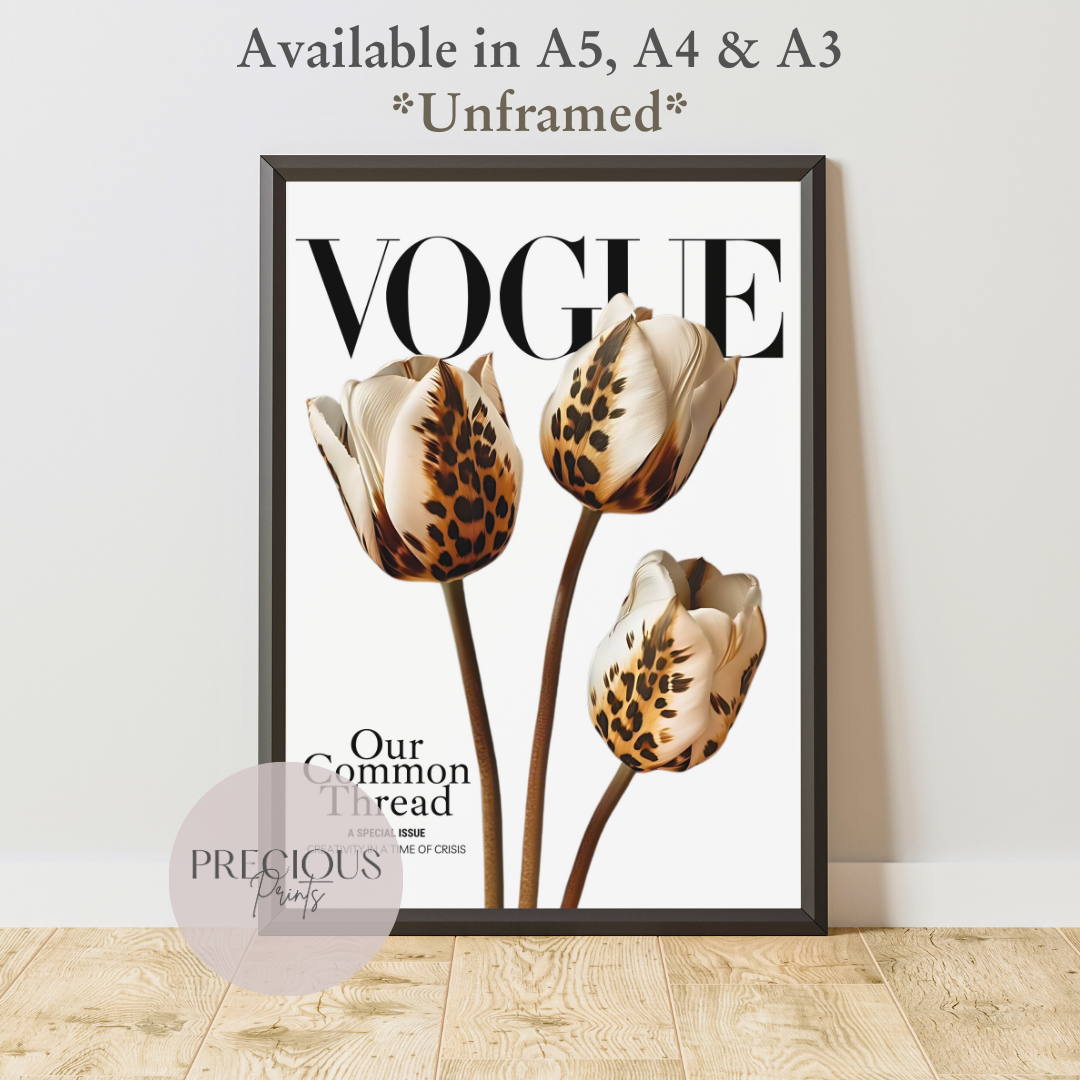 Vogue Leopard Cheetah Print Luxury Poster Preppy A5 A4 A3 Designer Wall Art