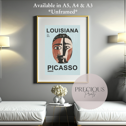 Picasso Ceramic Exhibition Poster | Minimalist Tribal Mask Artwork | Louisiana
