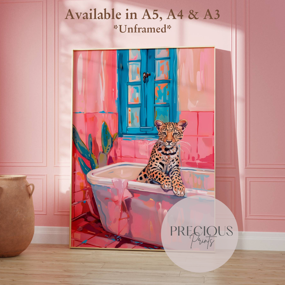 Preppy Leopard Cheetah Poster Print / Trendy Retro Wall Art / A5 A4 A3 Unframed