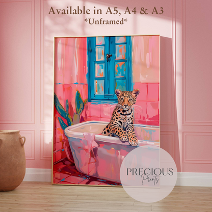 Preppy Leopard Cheetah Poster Print / Trendy Retro Wall Art / A5 A4 A3 Unframed