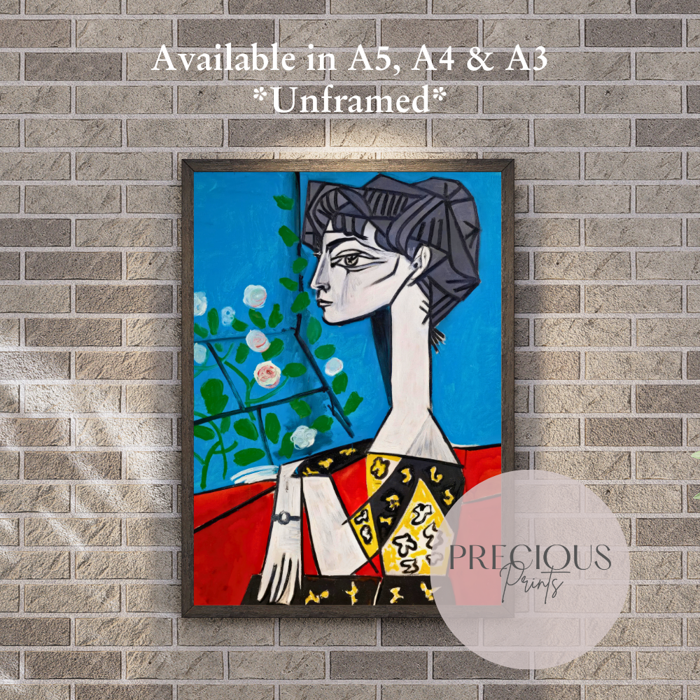 Picasso Jacqueline with Flowers Print / Vintage Gallery Wall Art / High Gloss