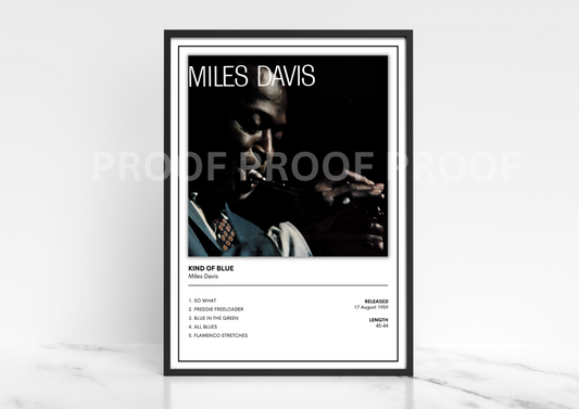 Miles Davis Kind Of Blue Album Single Cover Poster / Music Poster