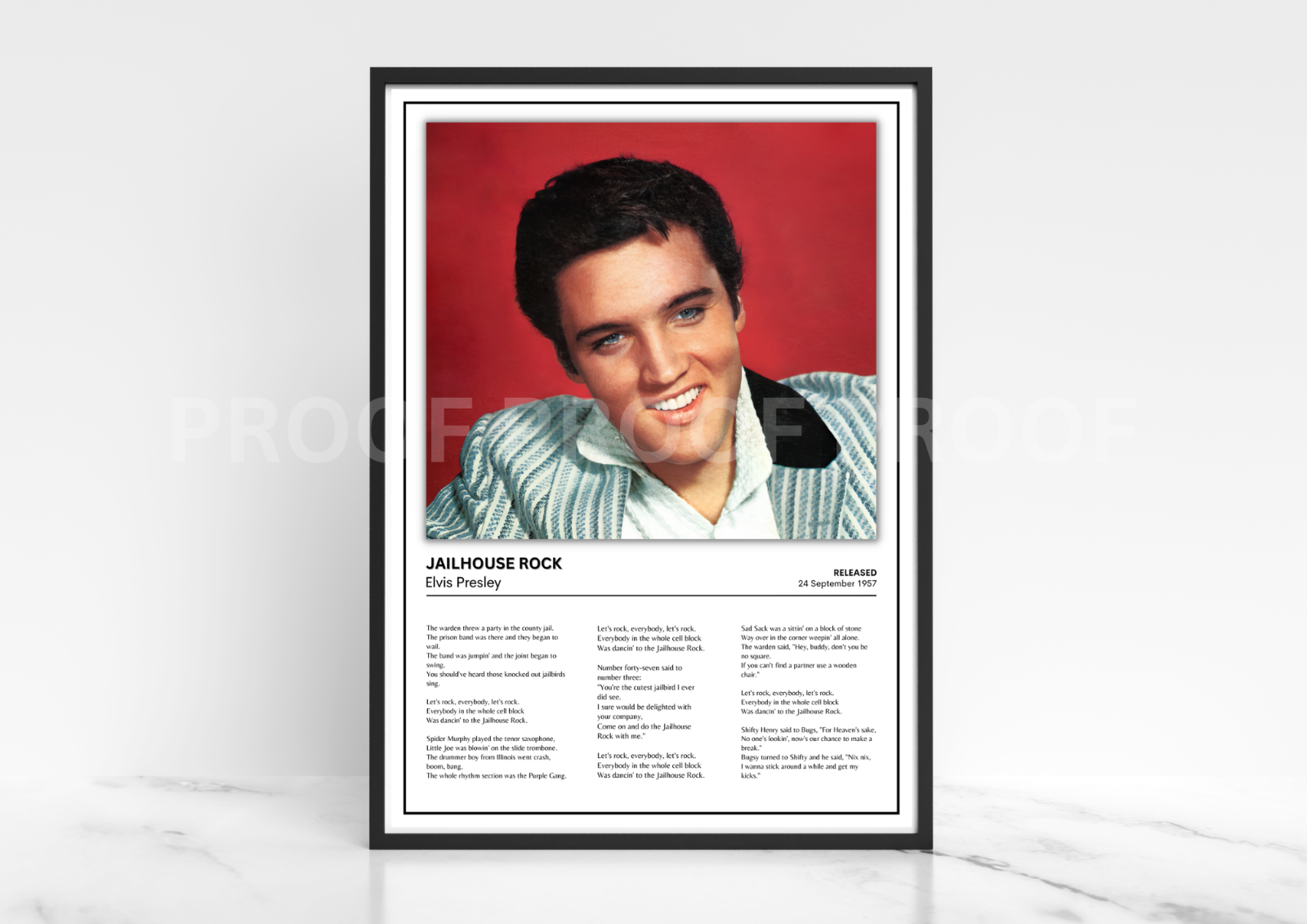 Elvis Presley Jailhouse Rock Music Album Singles Cover Poster Music Gift
