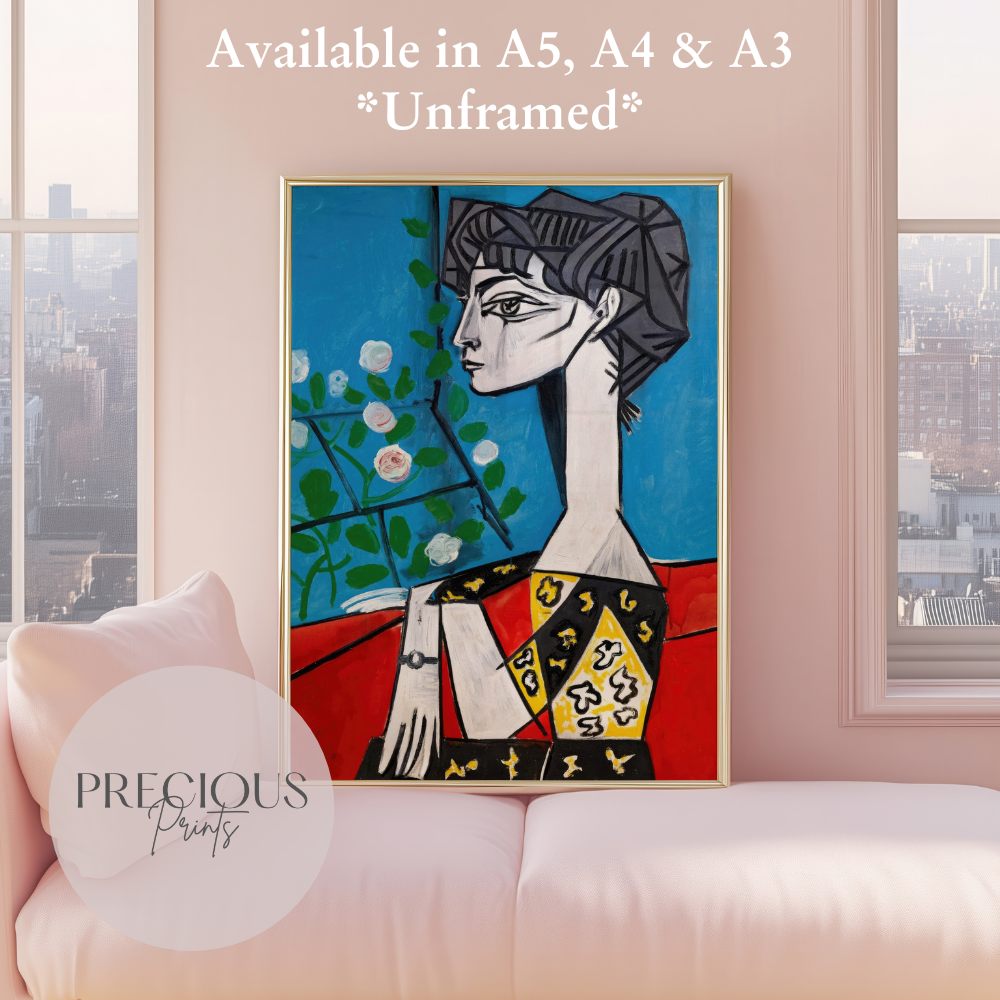 Picasso Jacqueline with Flowers Print / Vintage Gallery Wall Art / High Gloss