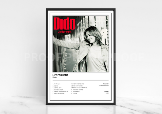 Dido Life For Rent Album Single Cover Poster / Music Gift