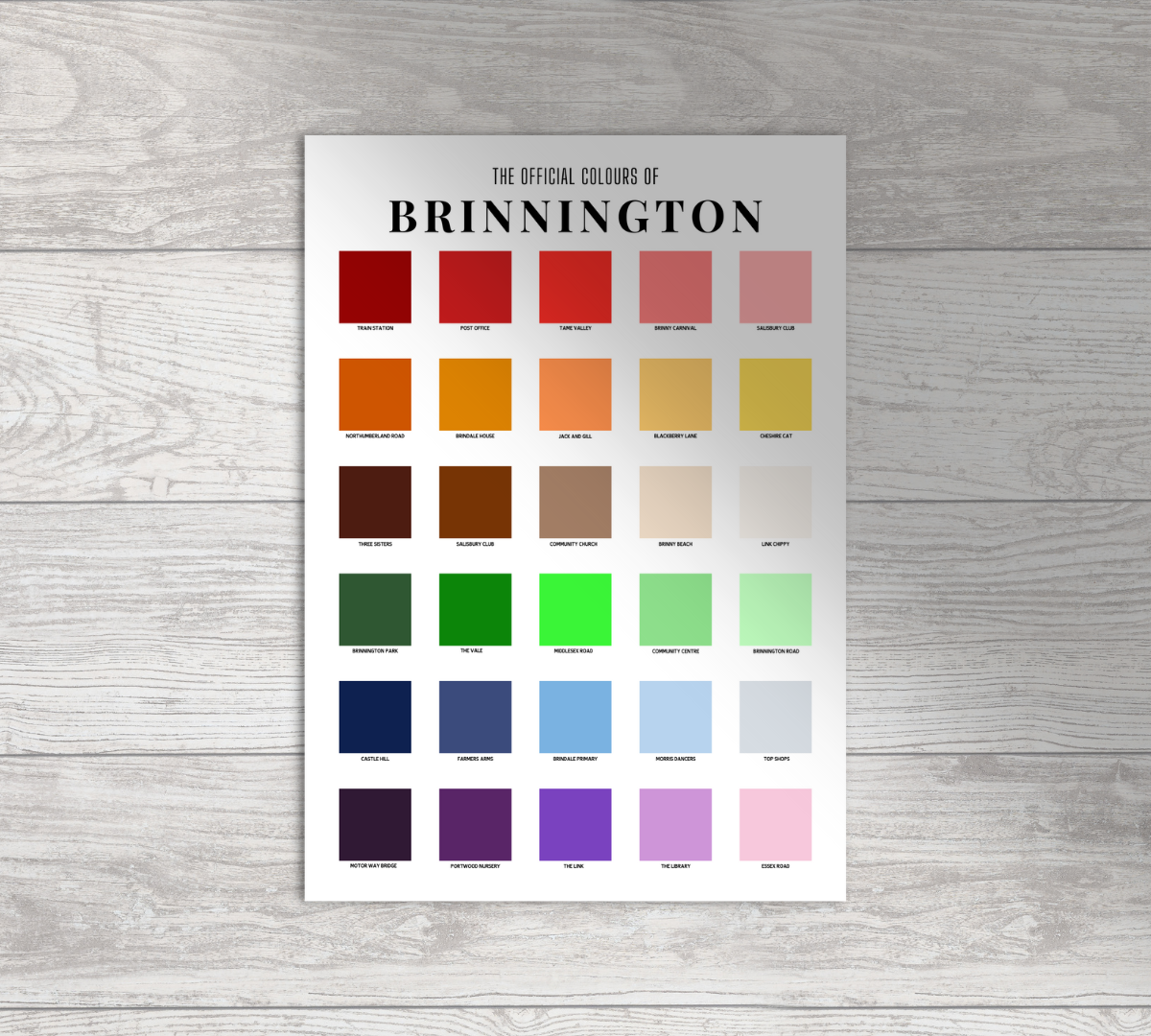 The Official Colours of Brinnington Poster / A3 A4 A5 / Art Poster Art Gift