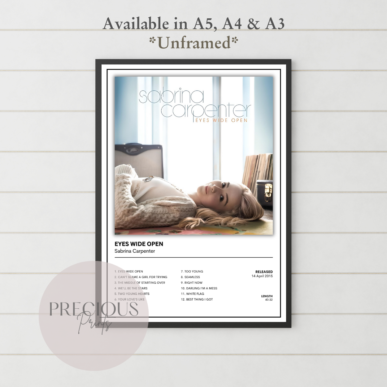 Sabrina Carpenter Eyes Wide Open Album Music Poster Print A5 A4 A3 Unframed