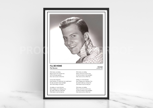 Pat Boone I'll Be Home Music Album Singles Cover Poster Music Gift A3 A4 A5