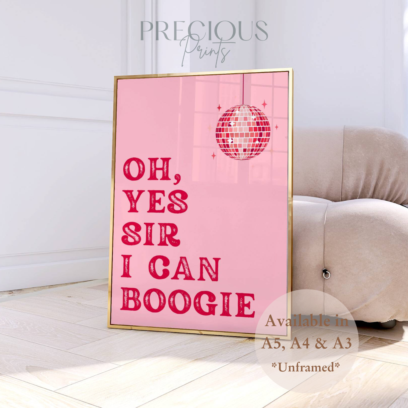 Oh, Yes Sir I Can Boogie Music Lyric Print / Music Poster / A5 A4 A3 Unframed