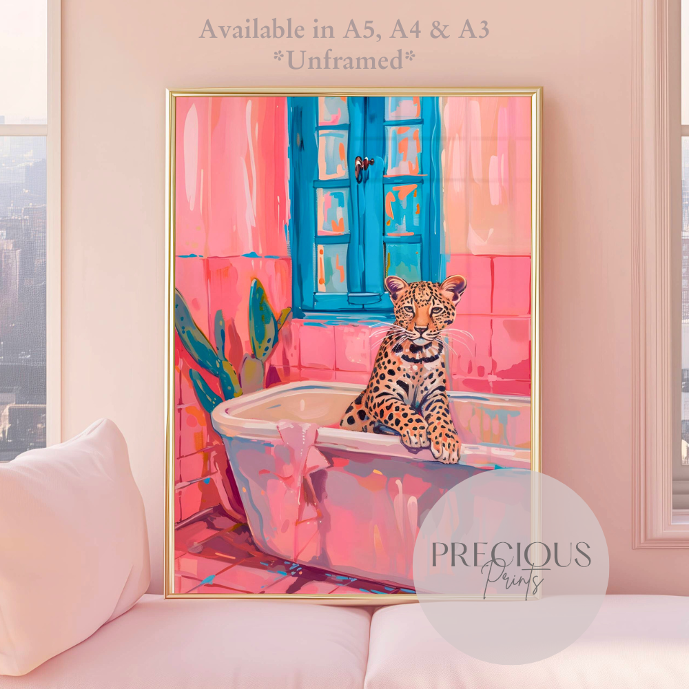Preppy Leopard Cheetah Poster Print / Trendy Retro Wall Art / A5 A4 A3 Unframed