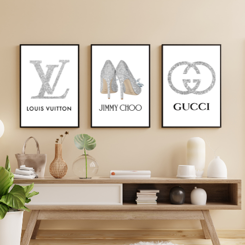 Set of 3 Fashion Designer Prints Gucci Louis Vuitton Jimmy Choo  A5 A4 A3