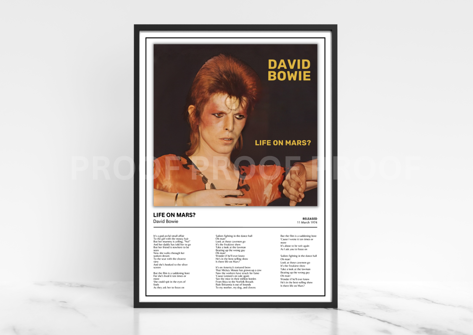 David Bowie Life on Mars Album Single Cover Poster / Music Gift