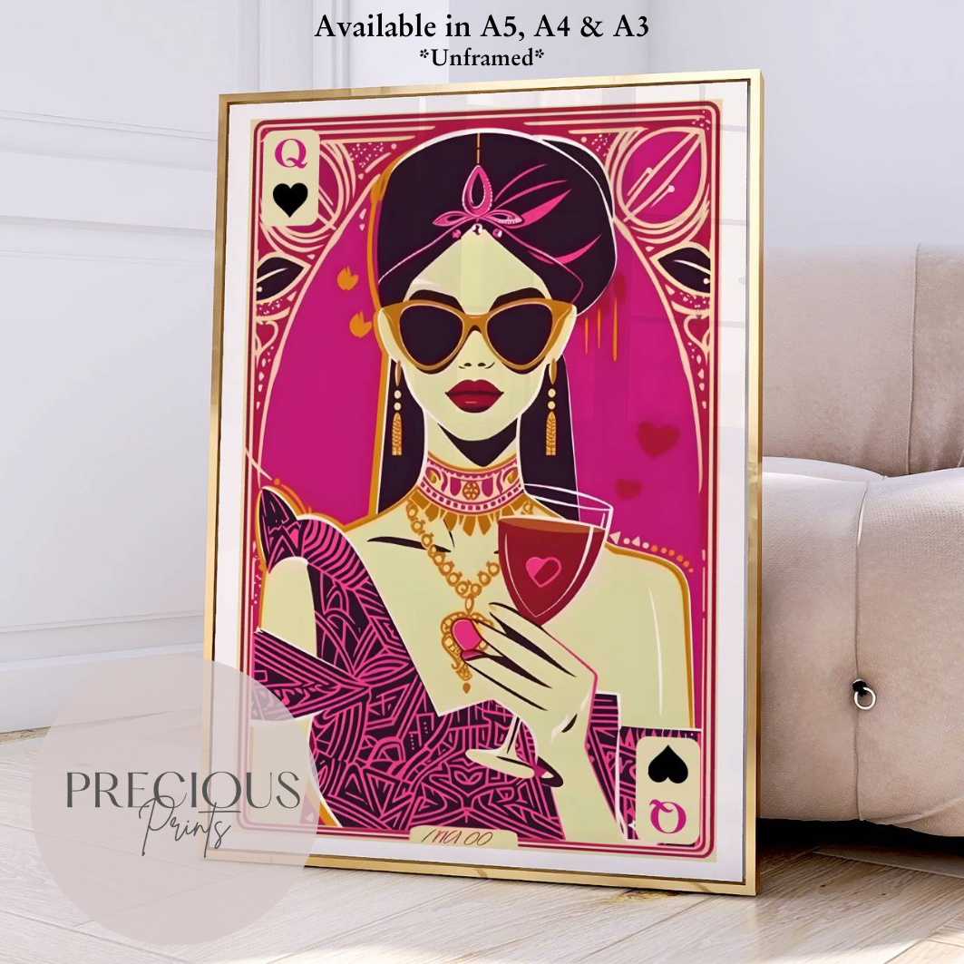 Queen of Hearts Preppy Print / Feminine Aesthetic Art / Trendy Wall Art