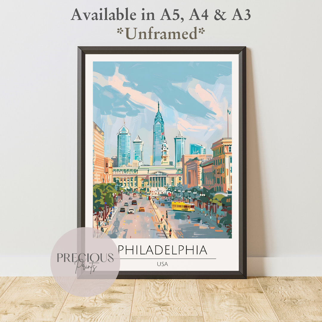 USA, Philadelphia Travel Print Poster / Vintage Wall Art / A5 A4 A3
