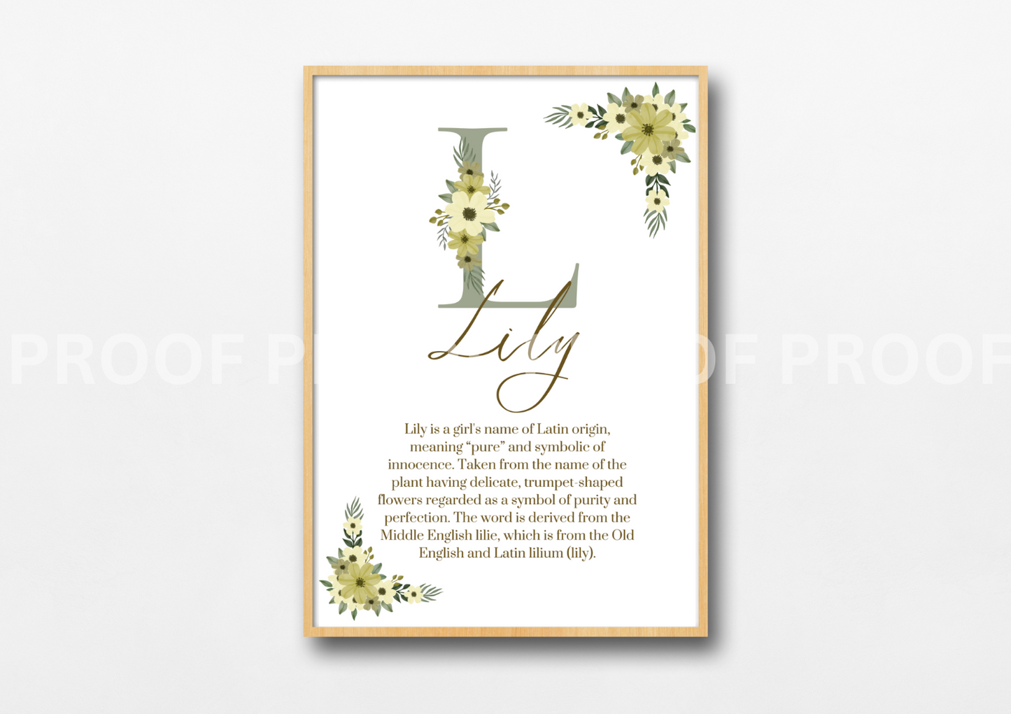 Personalised Print Birth Stats Meaning of name Elegant Floral A5 A4 A3
