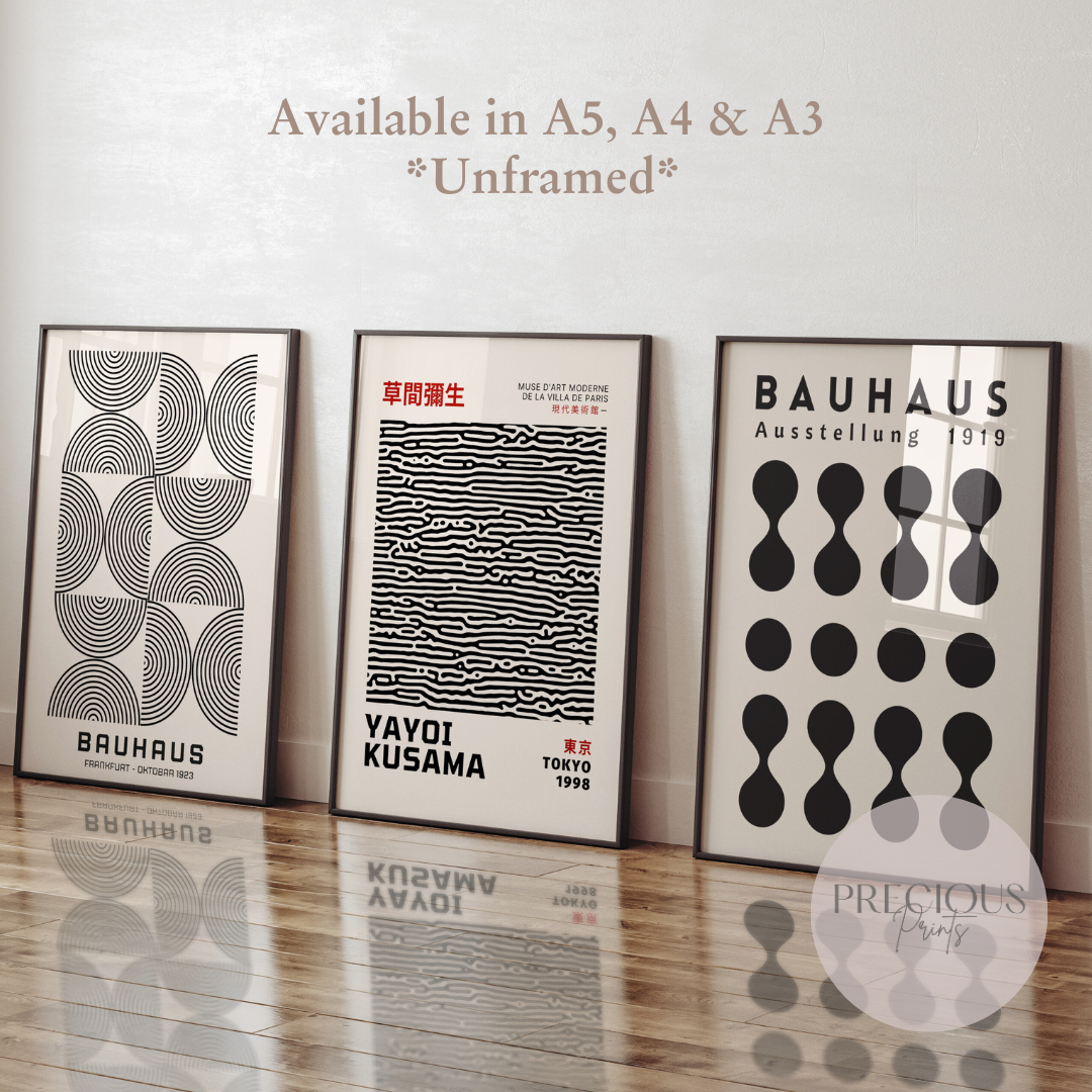 Bauhaus Kusama Set of 3 Unframed Prints Picture A5 A4 A3 Wall Art Gallery Decor