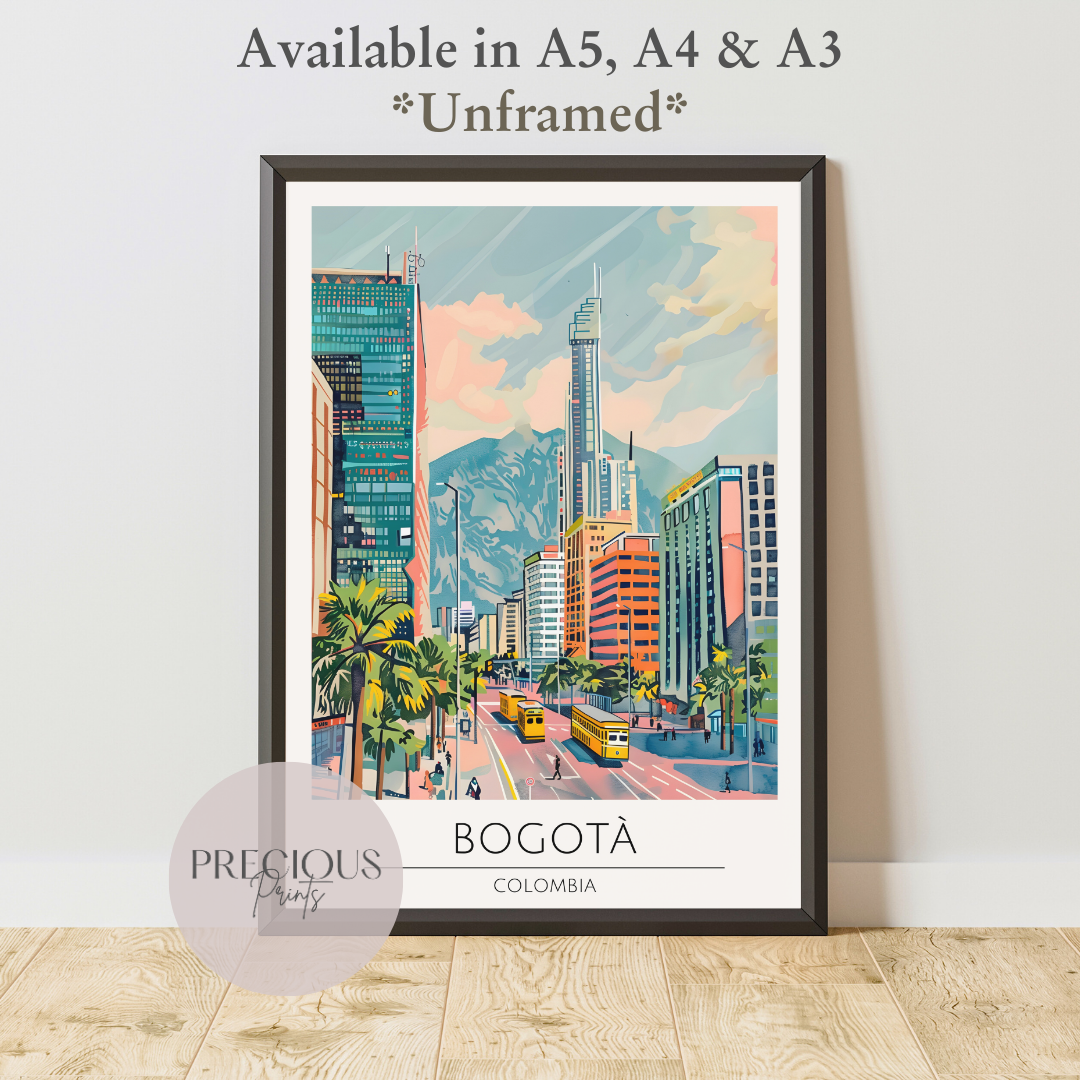 Colombia, Bogota Travel Print Poster / Vintage Wall Art / A5 A4 A3 / Unframed