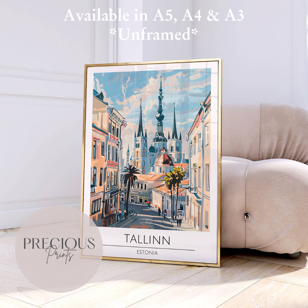 Estonia, Tallinn Travel Print Poster / Vintage Wall Art / A5 A4 A3