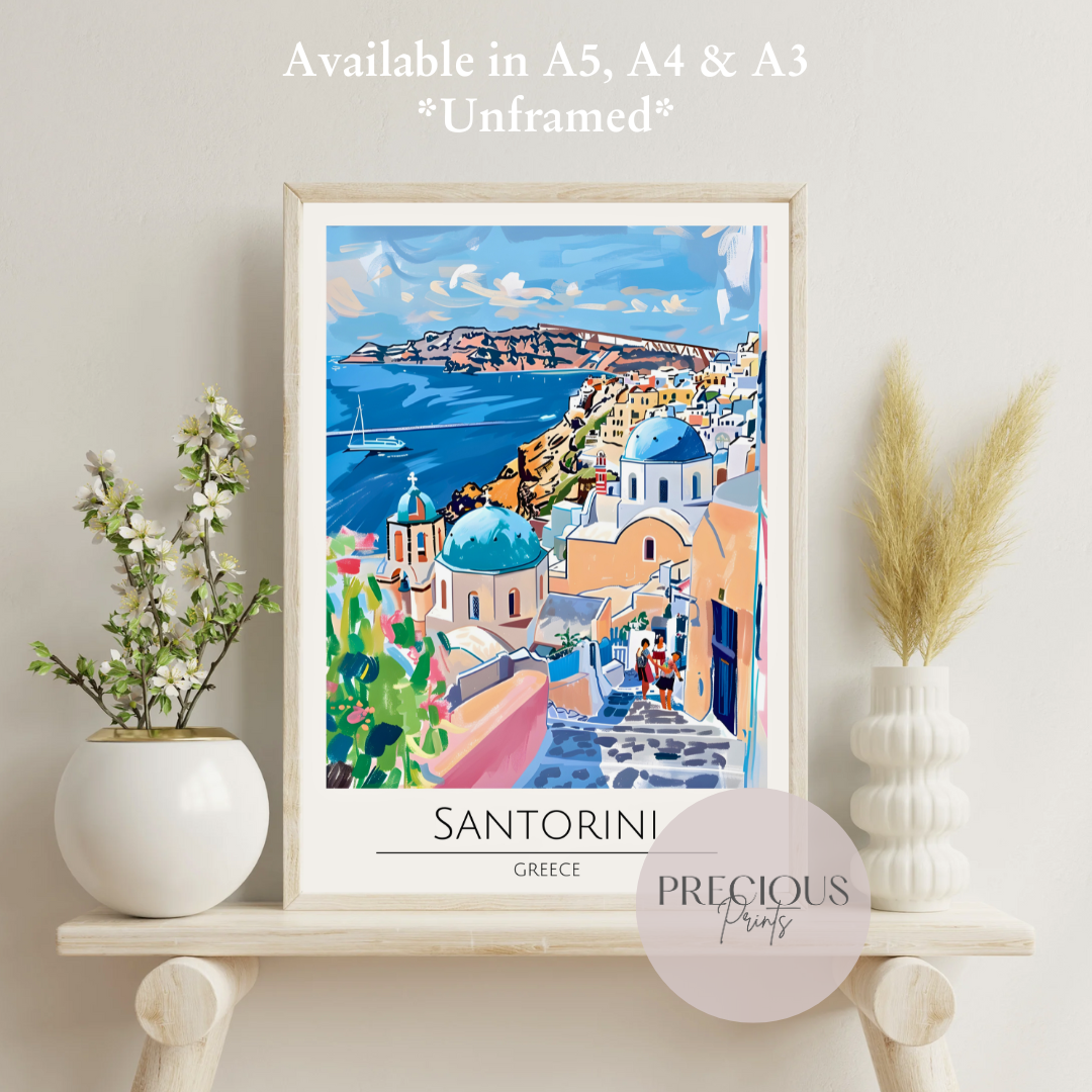 Greece - Santorini Tavel Print Poster- Travel Poster - Vintage Wall Art