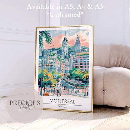 Canada, Montreal Travel Print Poster / Vintage Wall Art / A5 A4 A3