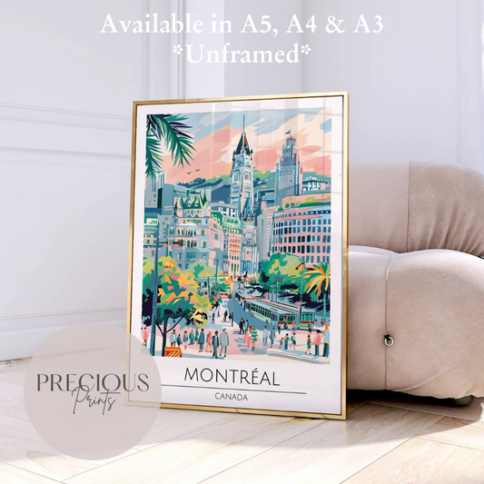 Canada, Montreal Travel Print Poster / Vintage Wall Art / A5 A4 A3