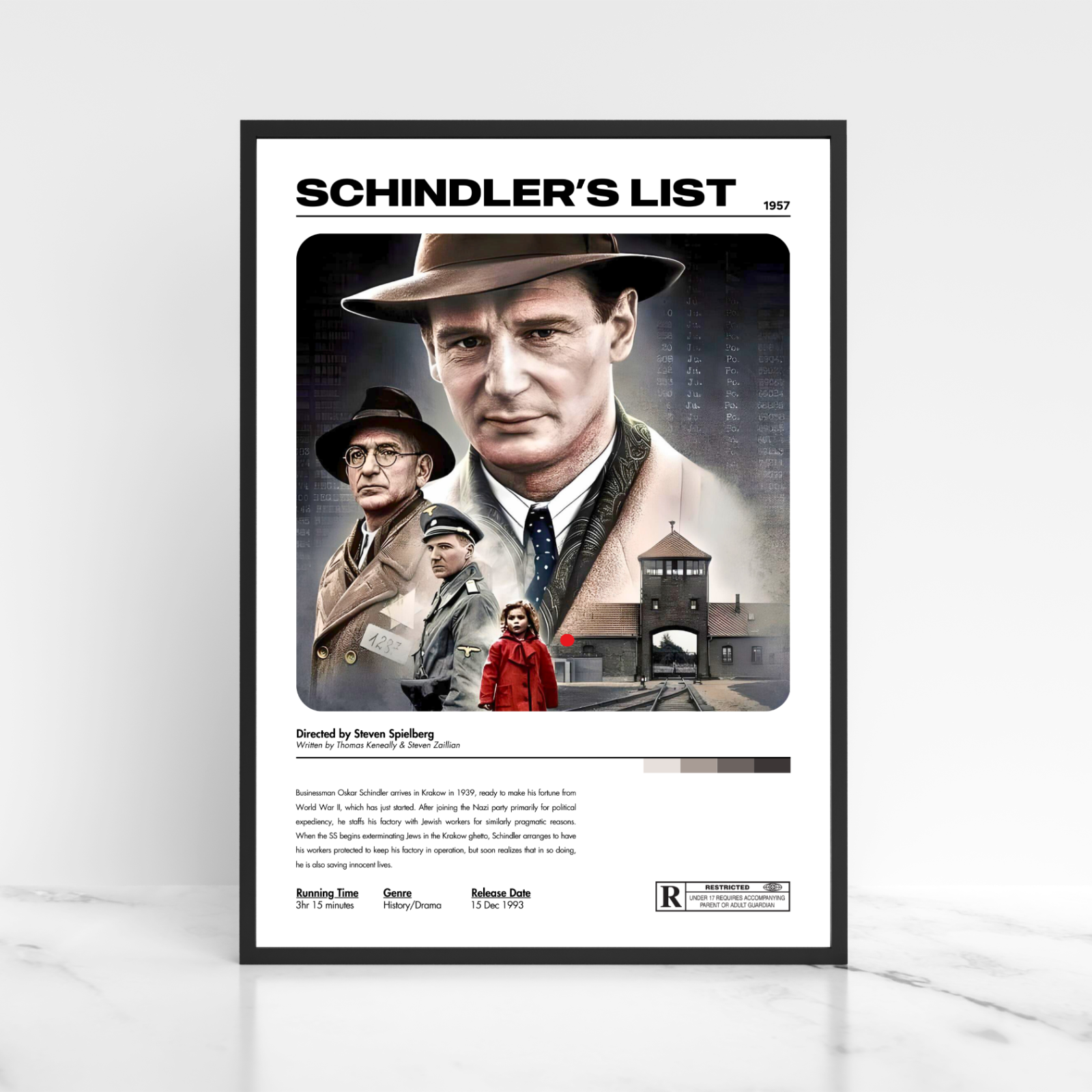 Schindlers List Movie Poster A5 A4 A3 Unframed High Gloss Print