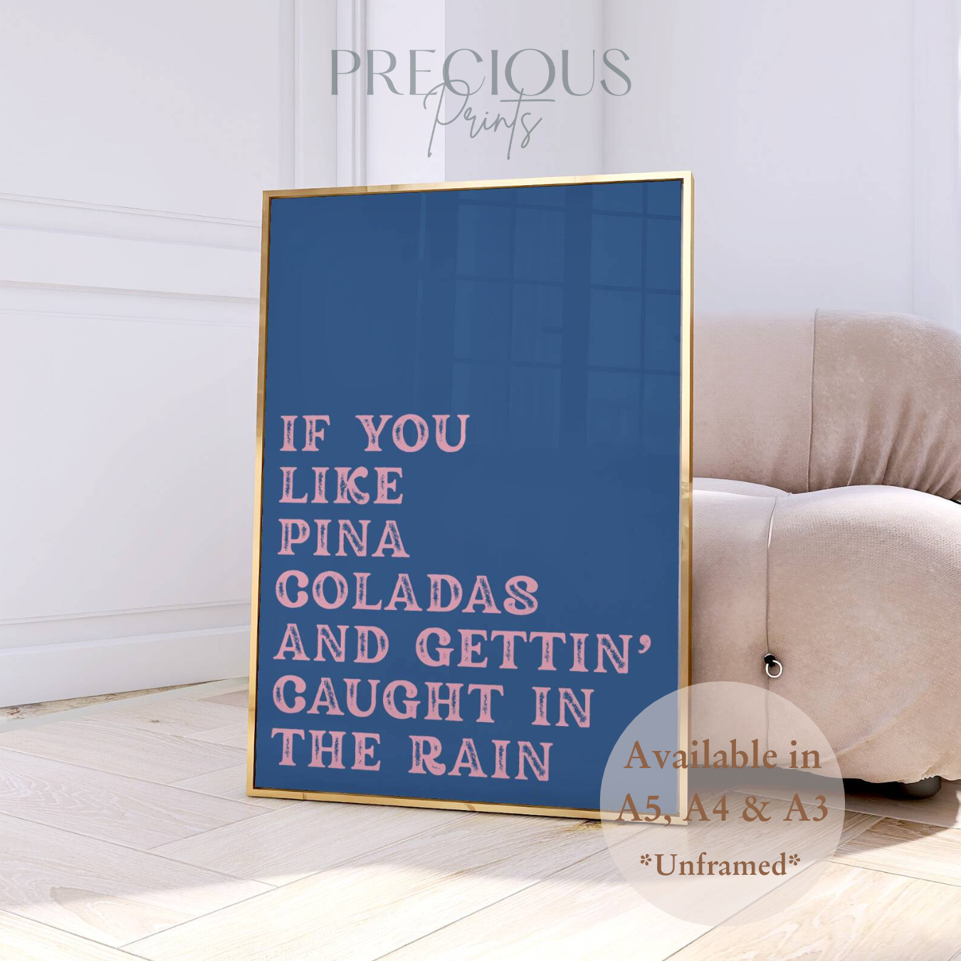 If You Like Pina Coladas Music Lyric Print / Music Poster / A5 A4 A3 Unframed