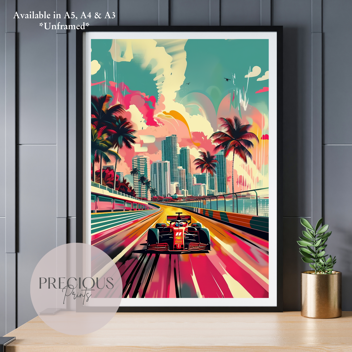 Formula 1 Miami Race Car Wall Art Print Poster / A5 A4 A3 Unframed Classic Cars